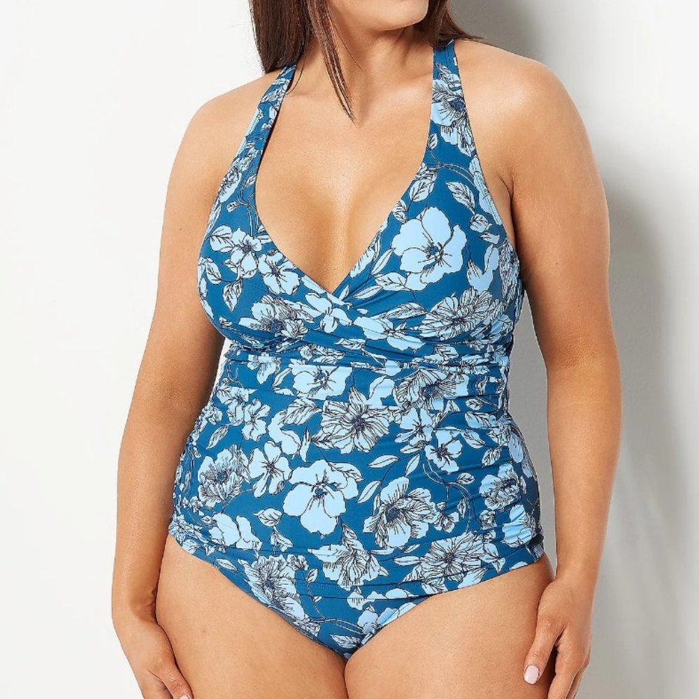 Jantzen Adjustable Strap V-Neck Swim Tankini Top and Comfort Brief  8360